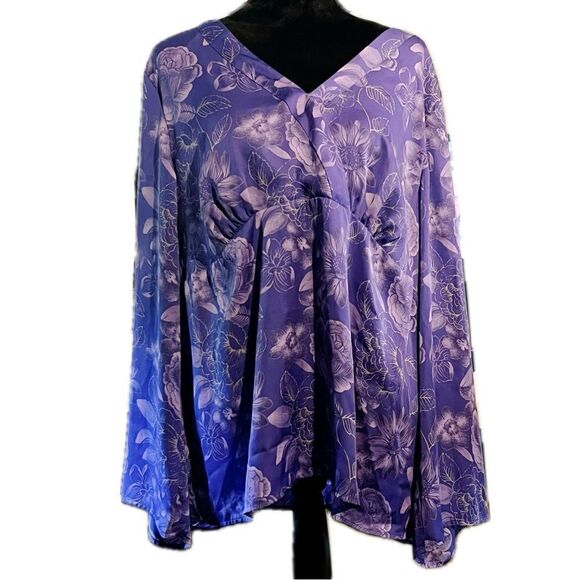 NORTONMCNAUGHTON women’s size 18W floral long sleeve top - Picture 1 of 6